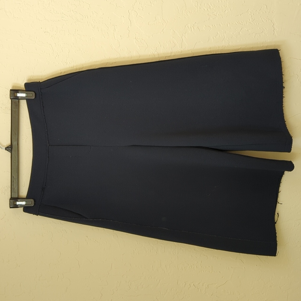 Giordano Navy Textured Elastic Waist Frayed Seams Wide Leg Pants Size Large
